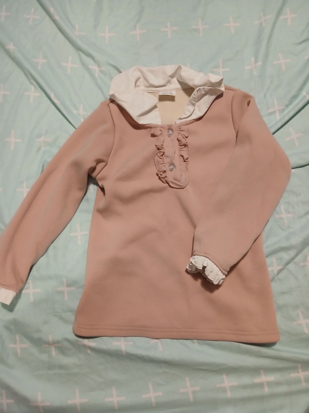 Girls' Long Sleeve Ruffle Collar Top